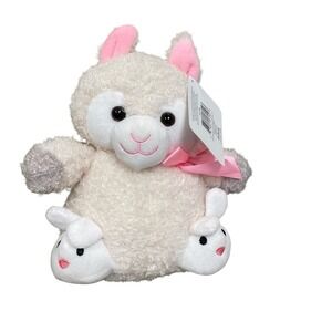 RARE Animal Adventure Llama w/ Bunny Rabbit Slippers 8" Plush Stuffed Animal Toy